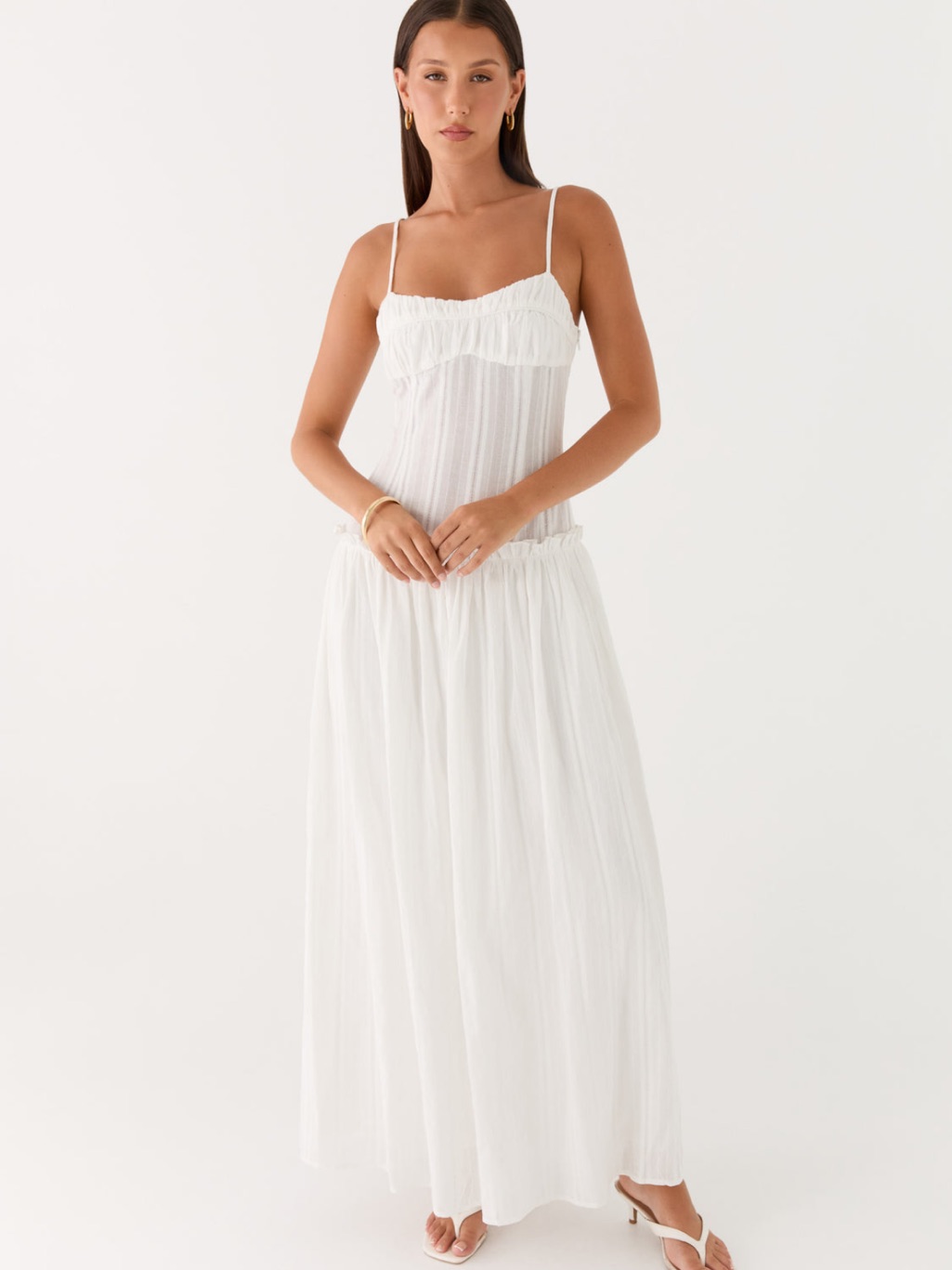 Peppermayo White Maxi Dress With Spaghetti Straps Jacinda